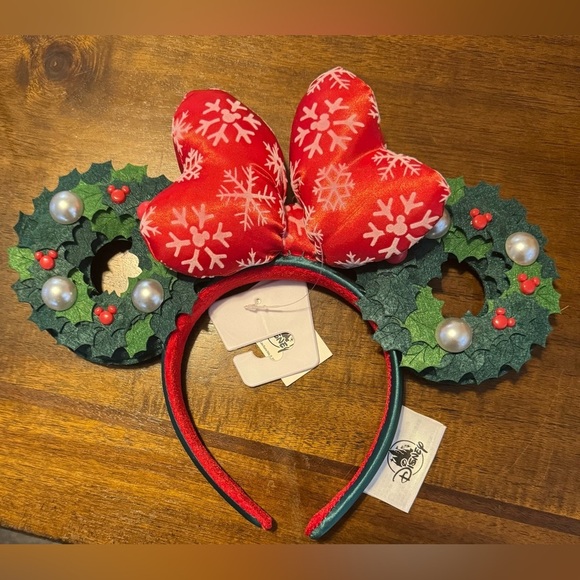 Disney Parks Minnie Mouse Christmas Wreath Headband - Picture 2 of 7
